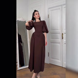 Fongt Women's Clothing 2025 Autumn New Bubble Sleeve With Fashion Temperament Dress Dress Dress