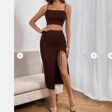 Fongt Fashion Sexy Hottie Umbilly Corset Body Slings Open Skirt Dress Suit Woman