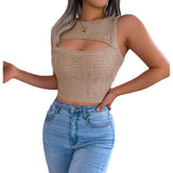 Wind Shooting Spring And Summer Sexy Hollow Sleeveless Collection On The Body Of The Umbilly Knitted