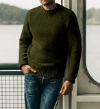 Fongt And Winter New Fashion Retro Men's Solid Color Casual Round Collar Jumper Sweater Men's