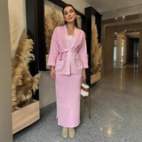 Fongt Knitted Knitted With Long Sleeve Open Shirt Two-Piece Set In The Long-Sleeved Skirt In The Autumn/Winter Of 2025