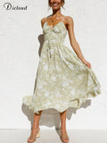 Sexy Summer Dresses For Women 2022 Spaghetti Strap Sleeveless Floral Print Party Long Dress Beach Vacation New