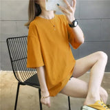 Summer Women T Shirt harajuku solid T-shirts students korean Casual loose Short Sleeve pink white Tops 90s Female Tee