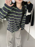 Vintage Striped Oversized Long Sleeve Tee-Outfit