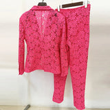 Fongt New Star Fashion Water-Soluble Lace Suit Small Foot Trousers Set Two Sets