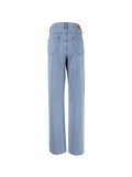 Blue Wash Straight Leg Knee Ripped Jeans-Outfit