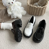 Fongt English Wind With Jk Small Leather Shoes Women Round Head With Thick Soles Students With Skirts Two Wearing Lef Shoes