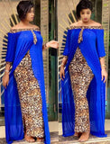 Long Maxi Dress Women's Leopard Slash Neck Off The Shoulder Backless Daily Evening Party Dress African Dresses For