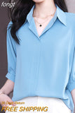 Women Shirts Half Sleeves Blouses for Women Clothes for Women 2023 Summer Women Tops Basic Soild Chiffon Blouses for
