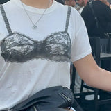 White Bra Print Graphic Tee-Outfit