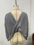 Fongt New Open Back Knit Sweater Long Sleeve Long Sleeve Knit Sweater Woman-Outfit