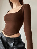 Asymmetric Long Sleeve Crop Top-Outfit
