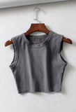 Yoga Solid Cropped Tank Top-Outfit