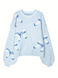 Fongt And Winter Women's Explosive Bow Bows Languid Loose Knitting Shirt