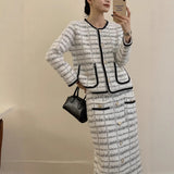 Fongt And Winter Solid Color Round Collar Open Fork Sweater Set Women's Loose Knitting Tops Broad Leg Pants Two Sets