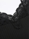 Lace Paneled Rib Crop Cami Top-Outfit
