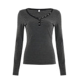 Fongt Fashion Stripes Bumpy Round Collar Foundation Long-Sleeved Hottie Slimming Short Dress