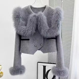 Coat Women 2024 High Quality Fake Fur Big Lapel Double Breasted Thick Warm Wool Coats Korean Fashion Outerwear
