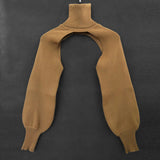 Fongt Autumn And Winter Explosion Women's Lantern Sleeve High-Necked Wool Sleeve Net Color Sweater