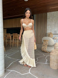 2025 New Three-Point High-Waisted Bikini Half-Dress Three-Piece Solid Color Split Body