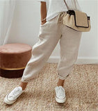Fongt Women Cotton Trousers Pocket Tight Slacks Women's Pants