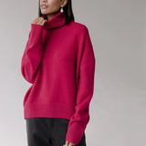 Women's Knitted Solid Turtleneck Sweater Oversize Long Sleeve Ladies Loose Pullover Tops 2022 Autumn Warm Female
