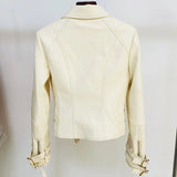 STREET Newest 2023 Fashion Designer Jacket Women's Lion Buttons Synthetic Biker Leather Motorcycle