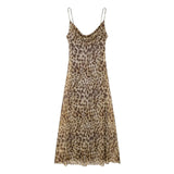 Spring Style Animal Print Silk Mesh Slim Sling Dress 5039474-Outfit