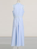 Fongt Design Long Dress 2025 Autumn And Winter New Sleeveless Collar Lace Hollow Waist Thin Dress Dress Women's