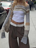 crop long sleeve crochet top with crochet pattern and