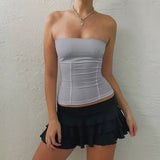 Fongt New 2024 Solid Color Head Sleeveless Open Shoulder Simple Casual Women's Strapless Top-Outfit