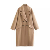 And Winter New Casual Loose Double-Breasted Coat Coat-Outfit