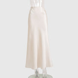 Skirt Spring 2024 Satin Face Ding Long High Purse Hip Drag Fishtail Skirt-Outfit