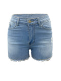 Washed Elastic Ripped Denim Women's