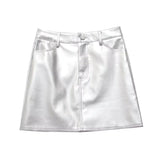 New Spring Style Slim And Tall Waist PU Miniskirt-Outfit