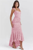 Lace Textured Strap Wrap Midi Dress-Outfit