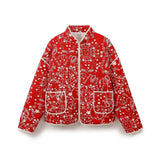 Fongt Women's Clothing 2025 Autumn New Street Multi-Color Printing Collar Cotton Jacket