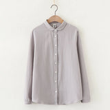 Shirts Tops And Blouses 100% Cotton Lady Long Sleeve Solid Color Office Work White Clothes Fashion Woman