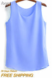 Korean Fashion Blouses Women White O-Neck Sleeveless Chiffon Vest Woman Tops Female Shirts 3XL Basic Solid Women