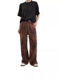 Hot Style Leopard Print Retro Jeans Woman-Outfit