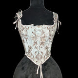 Fongt Court Retro Finely Pattyed Vest Slings In Front Of The Corset