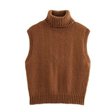 Fongt Collar Knitted Vest For Women's 2025 Spring New Comfortable And Casual Fashion Temperament Sleeveless High-Collar Knitted