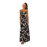 Fongt / Summer 2024 New Women's Fashion Print Strapless Back Sexy Dress-22023-Outfit