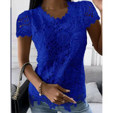 Fongt Explosion Women's 2024 Summer New T-Shirt Back Jacket Lace