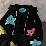 Fongt New Kulo Cartoon Hooded Girl Sticker Sweater Cardigan Jacket New
