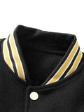 Men's Embroidery Button-Up Varsity Jacket-Outfit