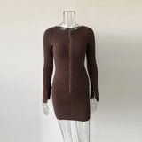 Ribbed Tops And Skirts Sets Autumn Two Pieces Sexy Zipper Full Sleeve White Matching