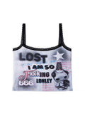 Women's Vintage Tank Tops Fashion Graphic Print Off Shoulder Crop Top T-shirts Punk Vest Streetwear Y2k 90s Camisole Summer