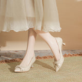 Fongt Temperament Thin Heeled Women 2025 New Nude Dress Fairy Warm Soft Leather Professional Single