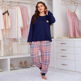 Fongt Pajamas Love Print Fat Mm Plus Size Long Sleeve Two Sets Of Home Clothing-Outfit